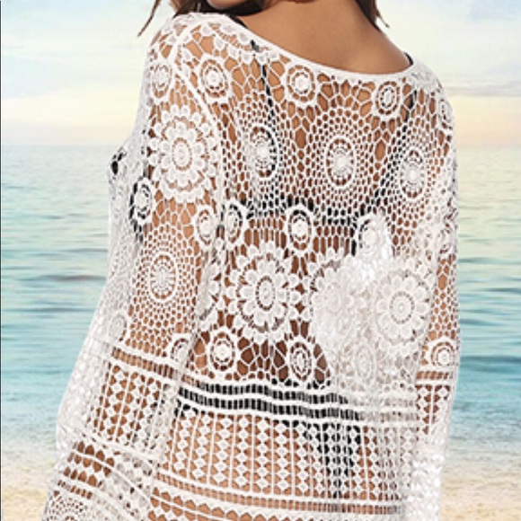 Stunning Crocheted Lace Resort Beach Swim Cover - Picture 13 of 15